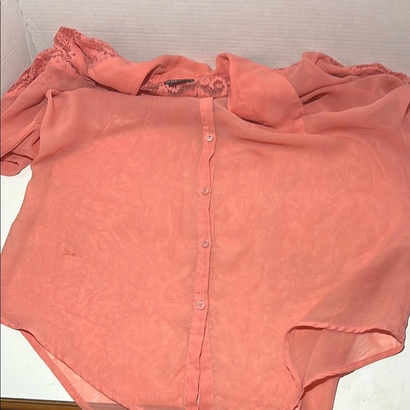 Wet Seal Pink 3/4 Sleeve Button Down layer Blouse - Picture 6 of 10
